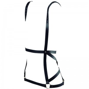 Faux leather decorative dress harness from the MAZE series black color by BIJOUX
