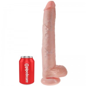 Giant 35.6 cm realistic cock dildo with testicles from PIPEDREAM's KING COCK series