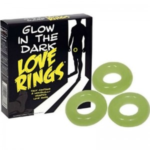 "GLOW IN THE DARK" fluorescent phallic rings by SPENCER AND FLEETWOOD