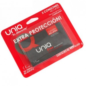 Preservativo senza lattice con base larga ad anello extra protezione 3 unità di UNIQ