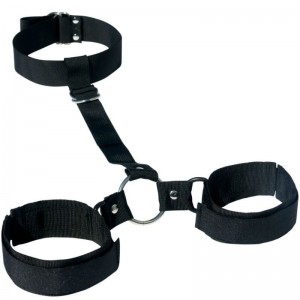Collar attached to constrictor cuffs from SEX & MISCHIEF