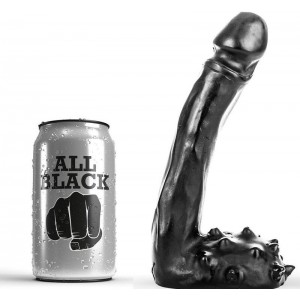 ALL BLACK 19 cm realistic phallus with relief on testicles
