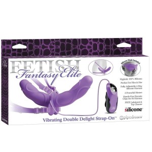 Double vibrator with harness from the FETISH FANTASY Elite series by PIPEDREAM