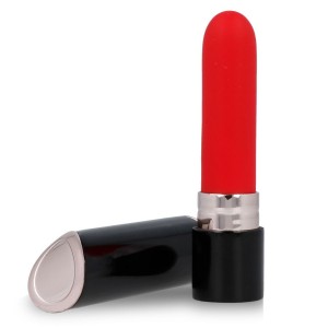 Mini vibratore a forma di rossetto SHIA Nero/Rosso di LIPS STYLE
