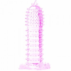 Pink Cock Sheath with stimulating relief 14 cm