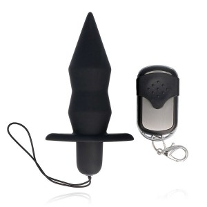 Black vibrating anal plug with remote control by SPIRIT