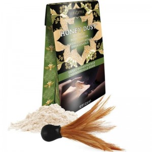 Kissable body powder with sweet honeysuckle flavor from KAMASUTRA