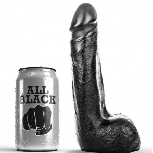 All Black realistic cock dildo 20 x 4.5 cm with testicles