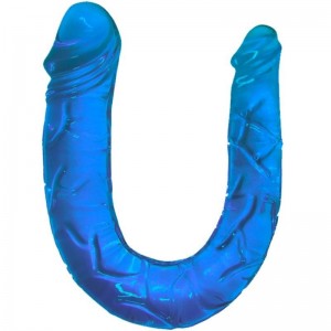 Blue double-headed TPR dildo from BAILE