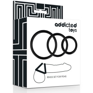 Black cock and testicle ring set from ADDICTED TOYS