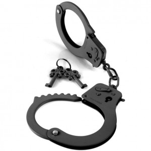 Black metal handcuffs from the FETISH FANTASY series by PIPEDREAM