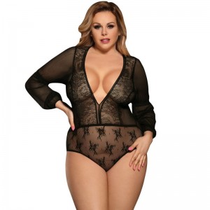 Long Sleeve Sheer Teddy Size QUEEN PLUS by SUBBLIME
