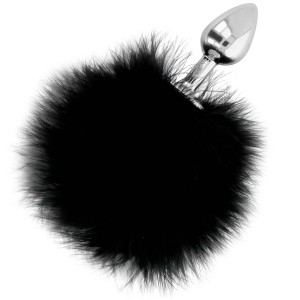 7 x 3 cm metal anal plug with black rabbit tail by DARKNESS
