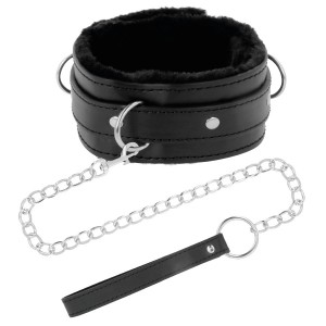 Faux leather collar with soft padding and metal leash by DARKNESS