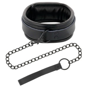 Black faux leather padded collar and leash by DARKNESS