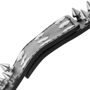 Black faux leather constrictor cuffs with metal spikes from DARKNESS