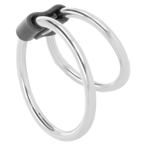 Double steel-colored metal phallic ring from DARKNESS
