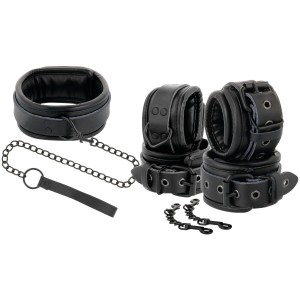 DARKNESS faux leather collar, cuffs and anklets constrictor kit