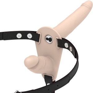 Flesh-colored double vibrator harness from FETISH SUBMISSIVE