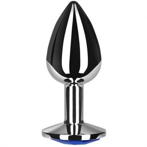 Aluminum anal plug Size S with blue gemstone from Secretplay