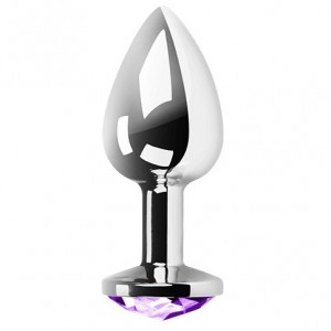 Aluminum anal plug Size M with purple gemstone from Secretplay