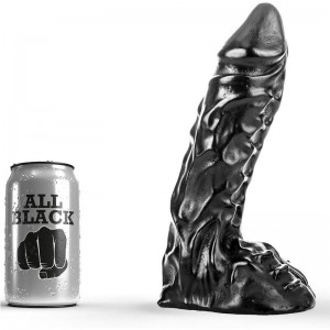 ALL BLACK 23 cm realistic phallus with testicles