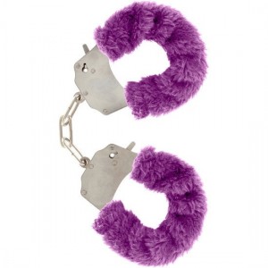 Metal handcuffs with purple fur from JUST FOR YOU