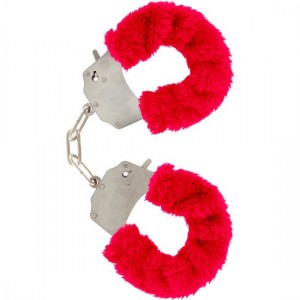 Metal handcuffs with red fur from JUST FOR YOU