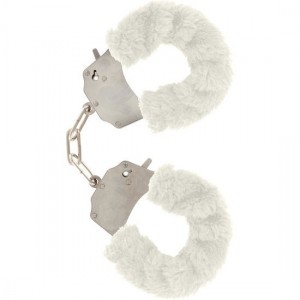 White fur-trimmed handcuffs from JUST FOR YOU