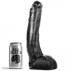 ALL BLACK Realistic phallus with testicles 29 cm