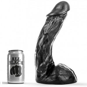 ALL BLACK 28 cm realistic phallus with testicles