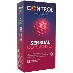 Preservativi stimolanti Sensual Dots&Lines 12 unità di CONTROL