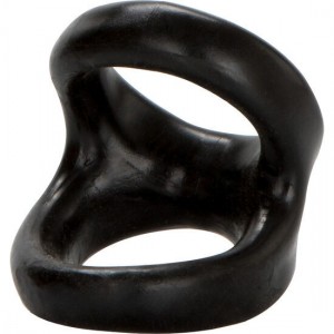 Double cock and testicle ring SNUG TUGGER Black by COLT