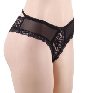 Black floral lace panties Size L/XL by QUEEN LINGERIE