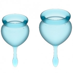 Coppia di coppette mestruali FEEL GOOD Azzurre 15 e 20 ml di SATISFYER