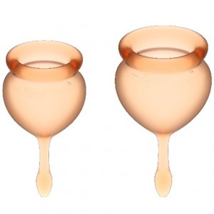 Pair of FEEL GOOD Orange menstrual cups 15 and 20 ml by SATISFYER