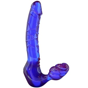 Doppio dildo Strap-on in silicone blu di ToyJoy