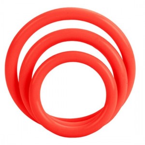 Trio of red silicone Cock rings from CALEX