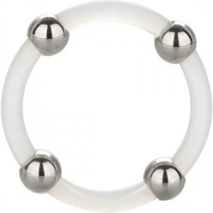Silicone phallic ring with steel beads Size L by CALEX