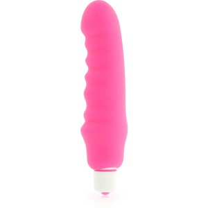 Pink silicone vibrator with stimulating pads from DOLCE VITA