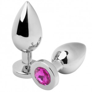 Small metal anal plug with pink gemstone by METAL HARD