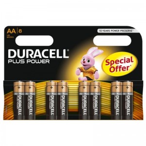 Batterie alcaline stilo AA LR6 8 unità di DURACELL Plus Power