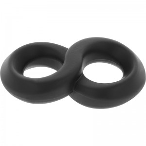 Double flexible phallic ring "PR12" Black by POWERING