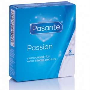 PASANTE's ribbed passion 3-unit stimulating condoms