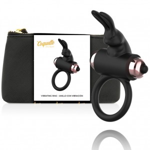 Black/Gold vibrating rabbit clitoral stimulator cock ring by COQUETTE