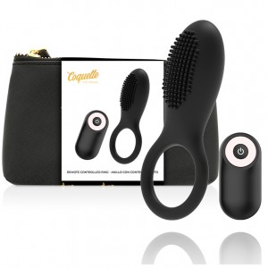 Phallic Ring and Clitoral Stimulator with Remote Control Black/Gold by COQUETTE CHIC DESIRE
