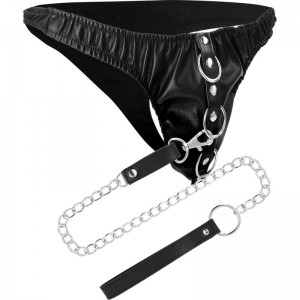 Black men's briefs with hooks and leash by DARKNESS