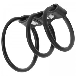 Triple TPR phallic and testicular ring set from DARKNESS