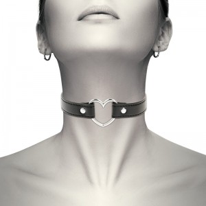 Faux leather choker with metal heart from COQUETTE