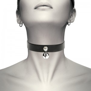 Faux leather choker with bell by COQUETTE